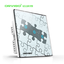 Orvibo Wifi Smart Home Automation Light Switch t030 3 Loop Art Puzzle Design Remote Control Smart Wall Switch For Ios Android