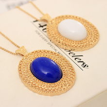 Free Shipping 10 mix order 2015 New Fashion Vintage Jewelry oval cutout necklace female long lovers