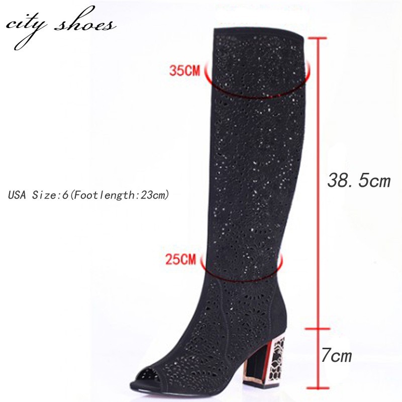 Women Sandals Knee High Women Boots Sexy Fashion Sandal Heels(7cm) La