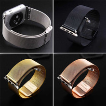 Original milanés bucle de la correa y del acoplamiento pulsera banda de acero inoxidable para apple reloj 42 mm 38 mm correa de piel