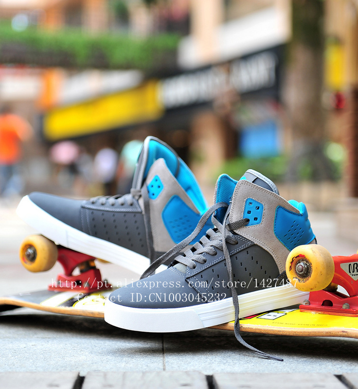 2015 Justin Bieber Skytop Style Gray Blue High Top Skateboarding Sports Shoes.jpg