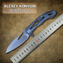 ALEXEY KONYGIN Decepticon 2 Custom Knife Factory Folding Knife D2 Blade Titanium Handle Tactical Hunting Knife