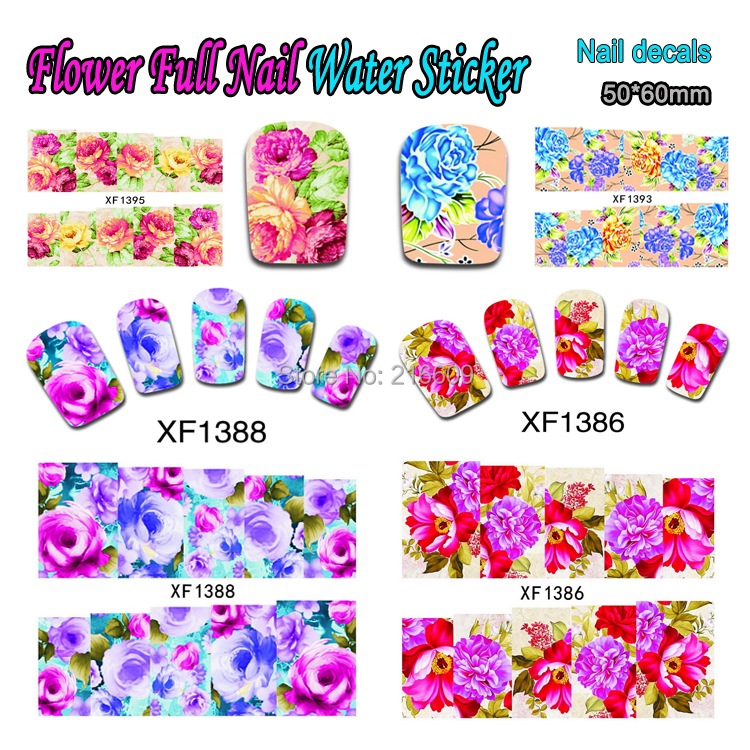 Nail Art 25Sheets Lot Flower Full Nail Art Water Sticker Beauty Colorful Nail Water Transfer Sticker
