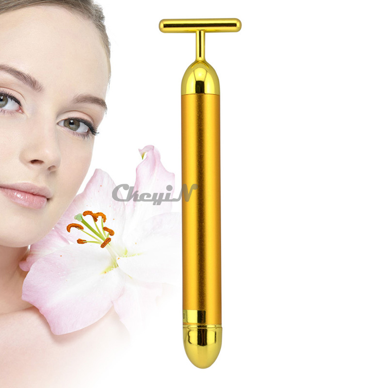 New Arrival Energy 24K Gold Beauty Bar Pulse Firming Massager Facial Roller Massage Lady Beauty Face