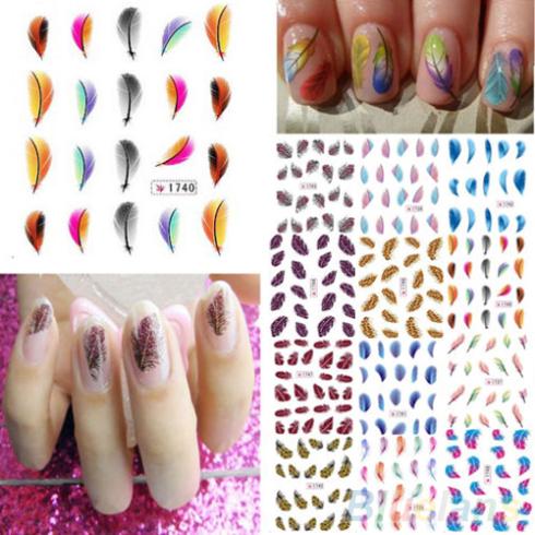 Colorful Womens Beauty Leopard Water Transfer Nail Art Stickers Tips Feather Decals 1Q8C 2OPW
