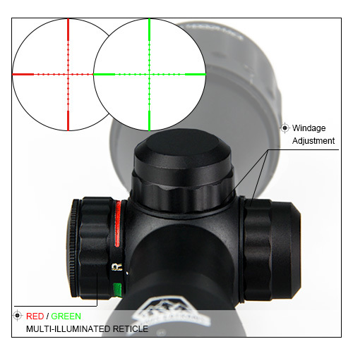 Free shipping Military tactical optical Mil Dot rifle scope 4X32 Mini DoubleColor hunting rifle scope shooting