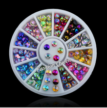 New 96pcs set 4mm Colorful Sharp Crystal AB 3d Nail Rhinestone Wheel Shiny Glitter Nail Art
