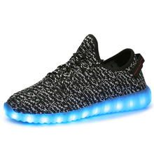 Hua 2016 LED Shoes For Women And Ra Men Light Up Casual Shoes Yeezy Adults USB Charger 7 Colors Lumineux Che Femme LED Trainers