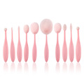 10Pcs set Pink Oval Toothbrush Makeup Brushes Set Pro Foundation Powder Brush Kits Eye Shadow Contour