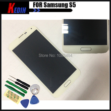 Оригинал для Samsung для галактики S5 i9600 G900 G900F G900 жк-дисплей планшета с сенсорным экраном с домашней кнопки + логотип бесплатная доставка