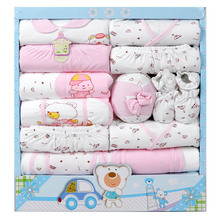 free shipping 2015 Hot 100 Cotton 18pcs newborn gift set baby clothing boys girls suits High