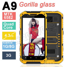 Original Quad core A9 phone Android 4.2 Gorilla glass 2GB/16GB 8MP Waterproof phone GPS Dustproof Shockproof cellphone 3G A8