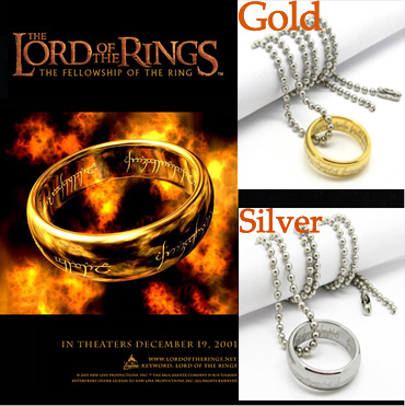 2015 New women men necklace Gold Silver Plated Titanium Steel hobbit and the lord of the