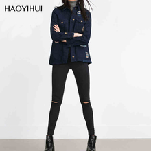HAOYIHUI 2016 Brand New Arrival Capris Jeans Hole Women Popular Low Waist Design Women Jeans For Wholesale