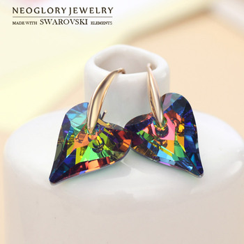 Neoglory сделано с элементами SWAROVSKI кристалл мотаться серьги 14 К позолоченные элегантный любовь в форме сердца стиль для ну вечеринку романтический подарок