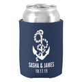 Custom Monogram and Special Navy White Nautical Rope Anchor Wedding Favor Can Cooler Wedding Favors Beer