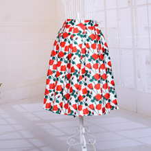 free shipping 2015 summer style printing high waist skirts rockabilly retro skirts