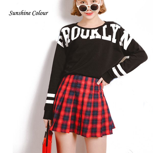 Faldas Verano Vintage 2016 Korean Preppy Style High Waist Short Pleated font b Tartan b font
