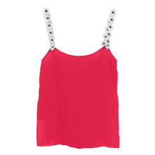 Feitong Fashion Women Summer Sexy Sleeveless Backless Loose Chiffon Blouse Lace Flower Strap Vest Shirt Tank