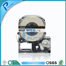SS12KW 12mm compatible Black on White KINGJIM LC tape cartridge for Tepra Pro SR150