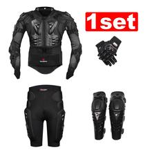 New Moto Motorcross Racing Motorcycle Body Armor Protective Jacket+ Gears Short Pants+protective Motocycle Knee Pad+gloves