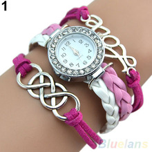 Vintage Eight Love Charm Leather Band Bracelet WristWatches 28SS