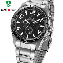 Weide hombre reloj Relogio Mens Masculino relojes deportivos marca de lujo reloj de acero completo Original del cuarzo de japón reloj impermeable