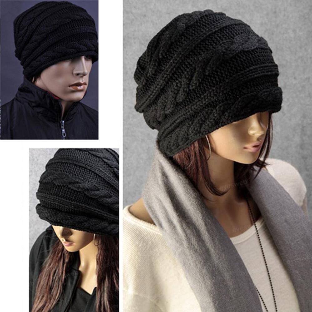 Special Sale!New Unisex Oversized Cable Knit Baggy Beanie Slouch Hat Warm - Black