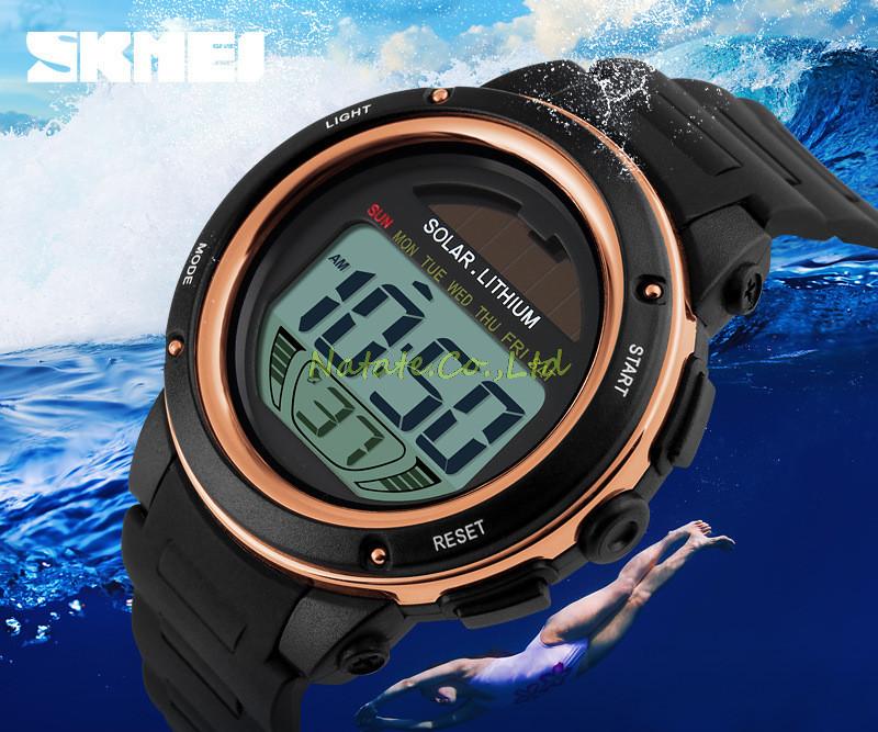 NATATE Solar Digital Watch Men Electronic Watches Sports LED Waterproof 50m Back Light Watch Skmei Outdoor