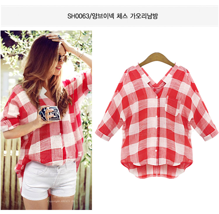 2016 Hot Sale Women Blouses Long Shirts Single Breasted font b Plaid b font Cotton Shirt