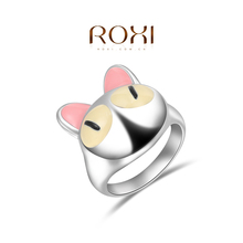 1PCS Free  Shipping! White Gold Plated Cute Cat Finger Ring Fashion Jewelry for Girls/Women