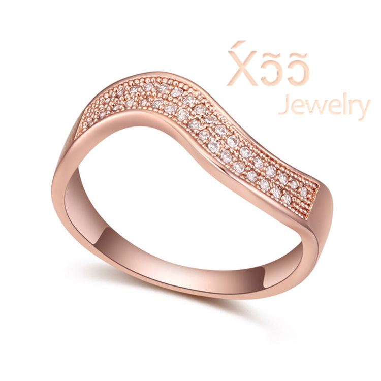 Woman luxury Platinum Plated / Rose Gold Zircon rings jewelry wholesale