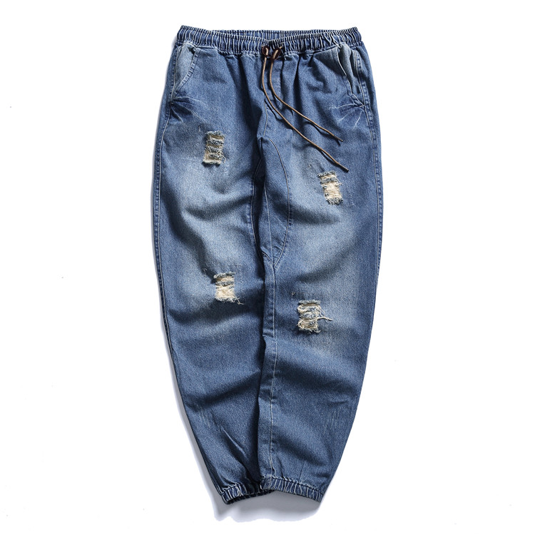 Cowboy Ripped Jeans Loose Elastic Vintage Slim Paris Men s Jeans Hip Hop Motorcycle Jeans Denim