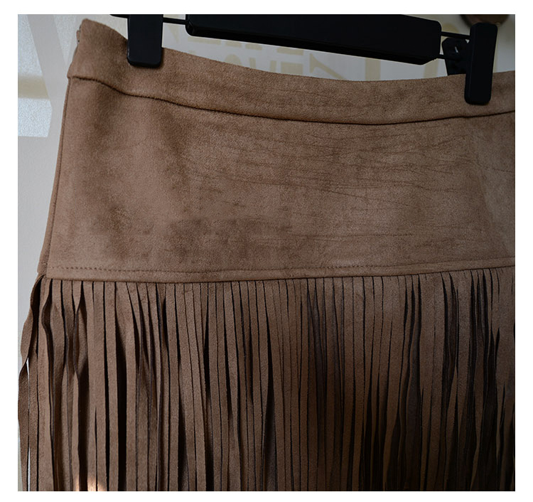 Tassel Skirt 2015 Summer Style Pencil Skirt For Women Brown Ladies Skirt Short Saia Fashion