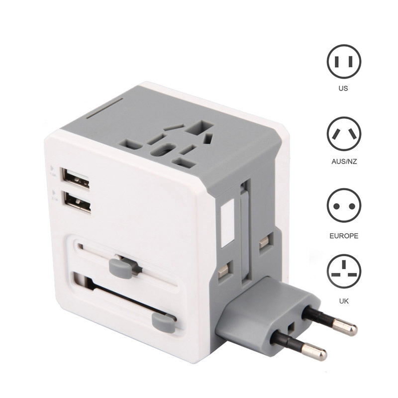 Universal Worldwide Travel Charger All-in-one Adapter Plug with 3.1A Dual USB Charging Ports