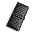 Genuine Leather Wallet Women Fashion Knitting Trendy Buckle Purse Ladies Designer High Quality Sheepskin Thin Money