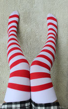 Cosplay red and white stripe HARAJUKU red over-the-knee stockings christmas stockings female