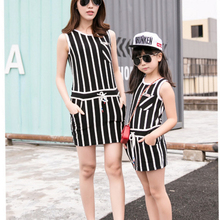 Authentic Mother Daughter Dresses 2016 Striped Dress for Girls and Women Summer Cotton Dress Girls Vestidos Family Clothing