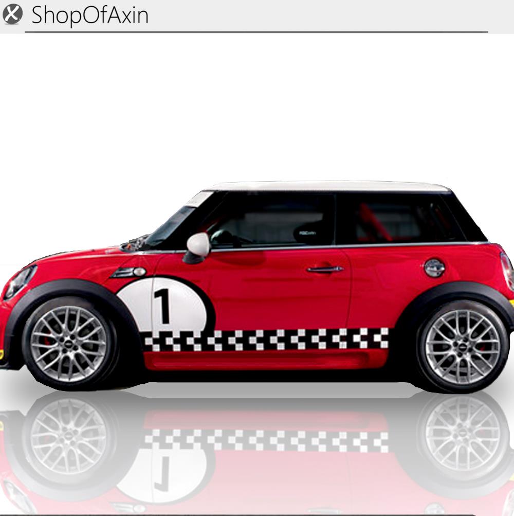 Number Customize Checkerboard Graphics Sticker For Mini