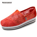 2016 new Fashion Flat Platform Breathable Women Casual Shoes Lace Loafers Summer Creepers Slip On Flats