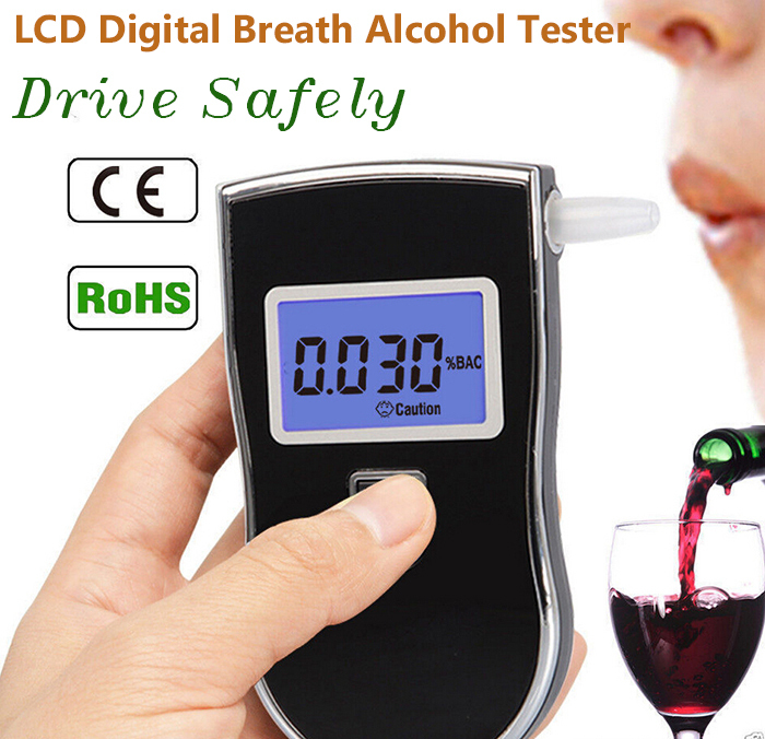 2015 NEW Hot selling Professional Police Digital Breath Alcohol Tester Breathalyzer AT818 Free shipping 10pcs mouthpieces