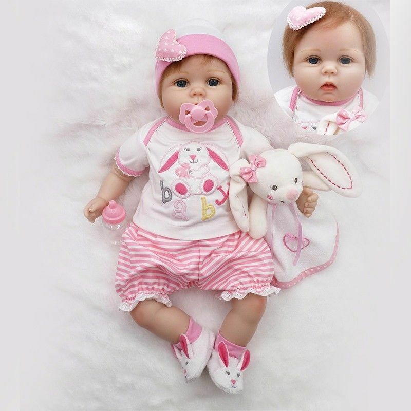 22/"Twins Girl+Boy 2pcs Reborn Baby Doll Newborn Vinyl Silicone Handmade Kids Toy