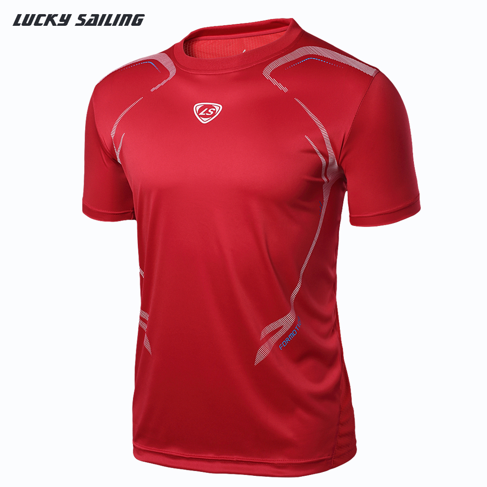 LUCKY SAILING Outdoors Brand New Arrival 2015 Running T Shirts Summer Tops Slim Fit Sport Shirt