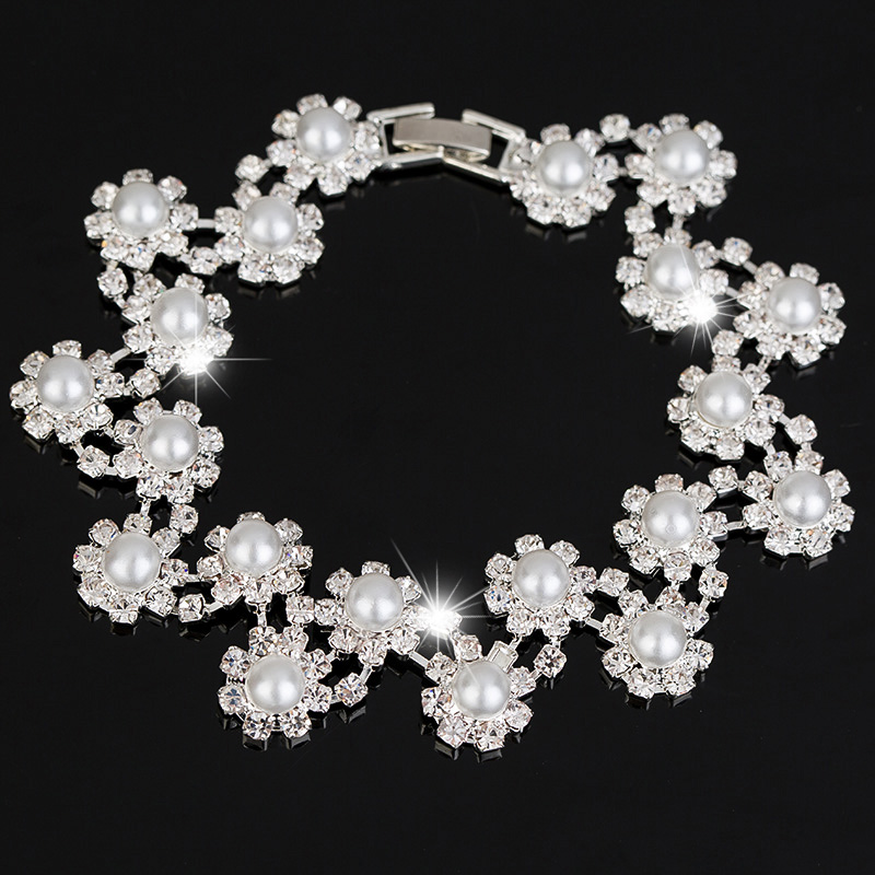 2016 New Trend Rhinestone Imitation Pearl Bracelets For girls Presents Austrian Crystal Appeal Bracelets Bangles Wedding Rings