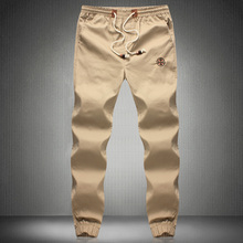 New Fashion Plus Size Drawstring Men Pants Fit Cotton jogger pants Mid Rise Leisure Men’s Trousers Mens Pants M~6XL khaki cargo