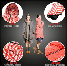 2015 New Arrival Women Coat Long Sleeve Polka Dot Wide waisted Thick Down Parkas Plus size