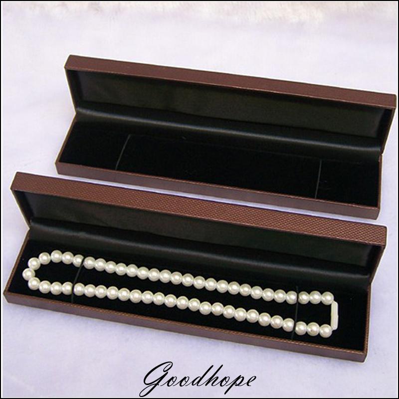 12pcs 22.8 x 5cm Brown Leatherette Necklace Box Gift Jewelry Packaging Boxes Chain Storage Boxes Pendant Bracelet Organizer Case