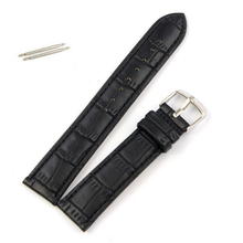 Essential New Black High Quality 12.5cm Soft Sweatband Genuine Leather Steel Buckle Wrist Watch Band Strap