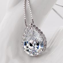 Teemi Luxurious S925 Sterling Silver Pendant Necklace Water Drop Shape Clear Zircon with Tiny Cubic CZ