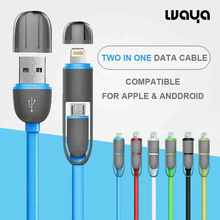New Hot 1M Two in One Metal Dual Mobile Phone Date Cable For iphone 5 6
